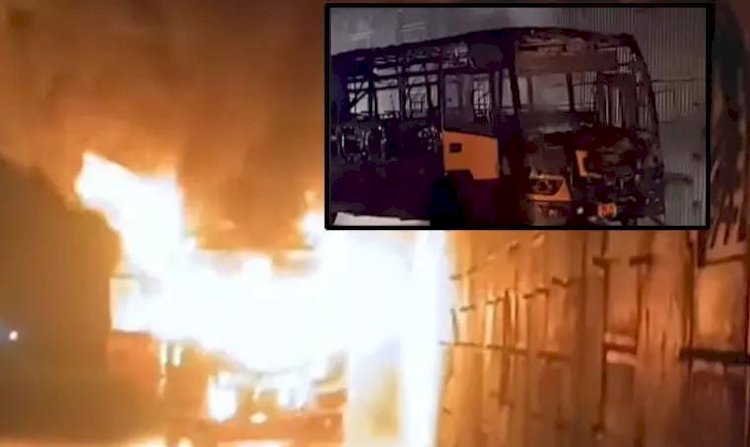 ​കെ എസ് ആർ ടി സി സ്വിഫ്റ്റ് ബസ് കത്തിനശിച്ചു ഒഴിവായത് വൻ ദുരന്തം