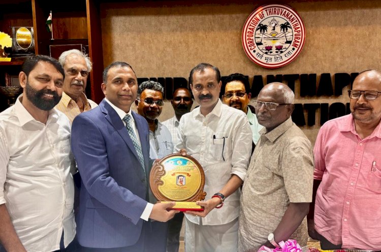 മേയർ വി വി രാജേഷിന് പ്രവാസി ഭാരതിയുടെ ആദരം