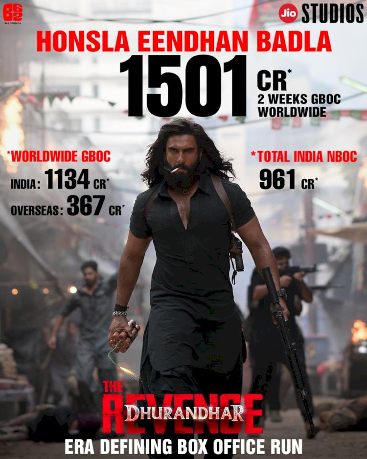 ധുരന്ധർ പ്രതികാരം ചരിത്രത്തിലേക്ക് 1500 കോടി പിന്നിട്ട് ആഗോള കളക്ഷൻ, ഇന്ത്യയിൽ 1000 കോടി ക്ലബ്ബിലേക്ക്