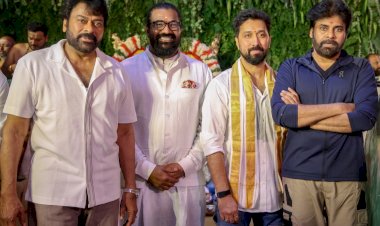 ചിരഞ്ജീവിയും ബോബി കൊല്ലിയും ചിരു 158 പൂജ ചടങ്ങുകളോടെ ആരംഭിച്ചു, അനശ്വര രാജനും പ്രധാന വേഷത്തിൽ