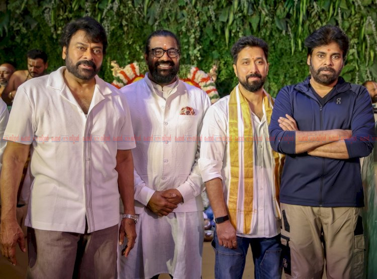 ചിരഞ്ജീവിയും ബോബി കൊല്ലിയും ചിരു 158 പൂജ ചടങ്ങുകളോടെ ആരംഭിച്ചു, അനശ്വര രാജനും പ്രധാന വേഷത്തിൽ