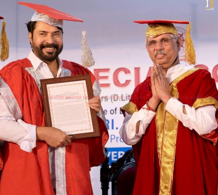 മമ്മൂട്ടിക്ക് എംജി സർവകലാശാലയുടെ ഡി ലിറ്റ് ഗവർണർ രാജേന്ദ്ര അർലേക്കറിൽ നിന്നും ബിരുദം സ്വീകരിച്ചു