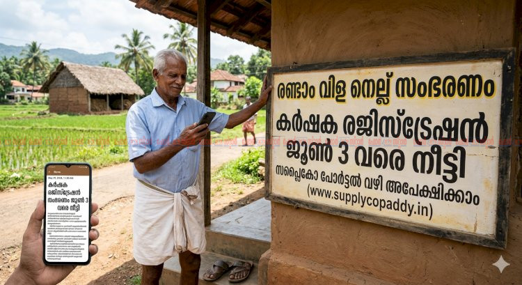 ​നെല്ല് സംഭരണം കർഷക രജിസ്‌ട്രേഷൻ ജൂൺ 3 വരെ നീട്ടി സപ്ലൈകോ പോർട്ടൽ വഴി അപേക്ഷിക്കാം