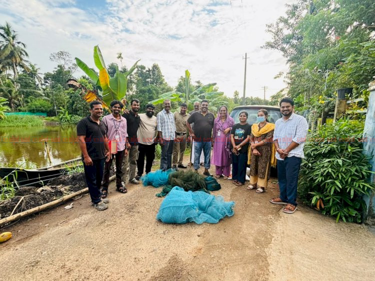ഊത്തപിടുത്തത്തിനെതിരെ കർശന നടപടി ഹരിപ്പാട്ട് അനധികൃത മത്സ്യബന്ധന വലകൾ ഫിഷറീസ് വകുപ്പ് പിടിച്ചെടുത്തു നശിപ്പിച്ചു