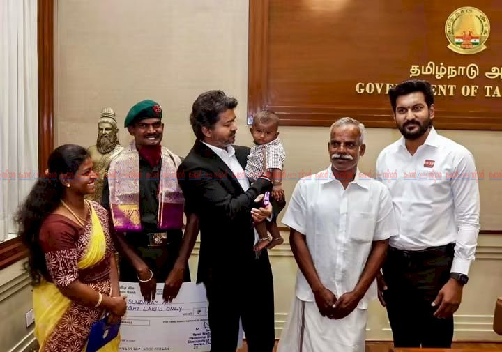 ​ലാൻസ് നായിക് മീനാക്ഷി സുന്ദരത്തിന് 48 ലക്ഷം രൂപ പാരിതോഷികം നൽകി മുഖ്യമന്ത്രി സി. ജോസഫ് വിജയ് തമിഴ്‌നാട് സർക്കാരിന്റെ ആദരം