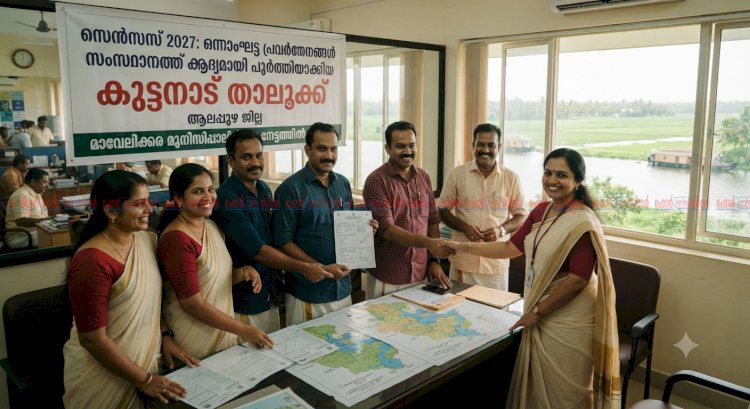 സെൻസസ് 2027 സംസ്ഥാനത്ത് ഒന്നാംഘട്ടം പൂർത്തിയാക്കി കുട്ടനാട് താലൂക്ക് ചരിത്രനേട്ടത്തിൽ