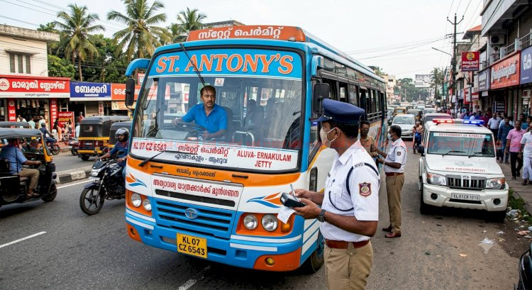 സ്വകാര്യ ബസുകളിൽ എംവിഡി മിന്നൽ പരിശോധന 81 ബസുകൾക്കെതിരെ നടപടി, 1.21 ലക്ഷം രൂപ പിഴ