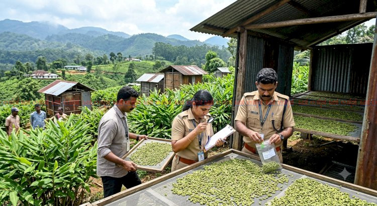 ഏലക്കായിൽ കൃത്രിമ നിറം സാംപിളുകൾ ശേഖരിച്ച് പരിശോധന ശക്തമാക്കി