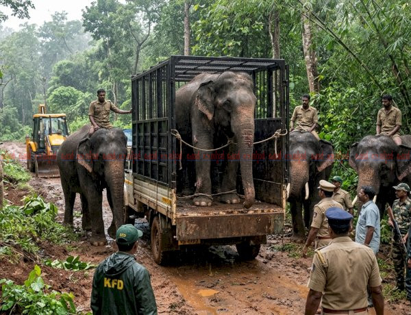 ഭീതിയിലാഴ്ത്തിയ മോഴയാനയെ മയക്കുവെടിവെച്ച് പിടികൂടി ഇനി വയനാട്ടിലെ ആനക്കൊട്ടിലിലേക്ക്